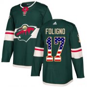 Wholesale Cheap Adidas Wild #17 Marcus Foligno Green Home Authentic USA Flag Stitched NHL Jersey