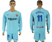 Wholesale Cheap Barcelona #11 Neymar Jr Away Long Sleeves Soccer Club Jersey