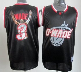 Wholesale Cheap Miami Heat #3 Dwyane Wade Black Notorious Fashion Jersey