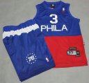 Wholesale Cheap Philadelphia 76ers #3 Allen Iverson Blue With Red NBA Jerseys Shorts Suits