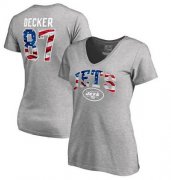 Wholesale Cheap Women's New York Jets #87 Eric Decker NFL Pro Line by Fanatics Branded Banner Wave Name & Number T-Shirt Heathered Gray