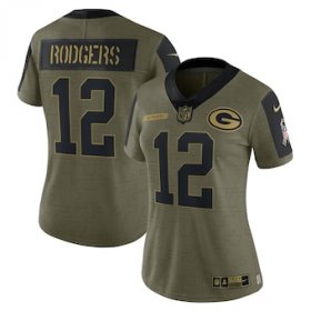 Wholesale Cheap Women\'s Green Bay Packers #12 Aaron Rodgers Nike Olive 2021 Salute To Service Limited Player Jersey