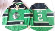 Wholesale Cheap Blackhawks #2 Duncan Keith Green St. Patrick's Day McNary Lace Hoodie Stitched NHL Jersey