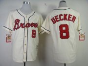 Wholesale Cheap Mitchell and Ness Braves #8 Bob Uecker Stitched Cream Throwback MLB Jersey