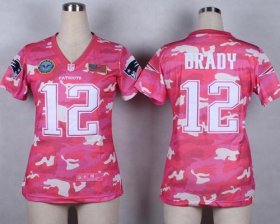 Wholesale Cheap Nike Patriots #12 Tom Brady Pink Women\'s Stitched NFL Elite Camo Fashion Jersey