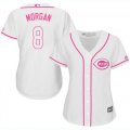 Wholesale Cheap Reds #8 Joe Morgan White/Pink Fashion Women's Stitched MLB Jersey