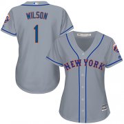 Wholesale Cheap Mets #1 Mookie Wilson Grey Road Women's Stitched MLB Jersey