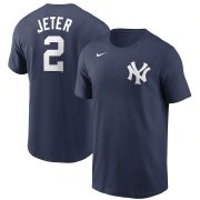 Wholesale Cheap New York Yankees #2 Derek Jeter Nike Name & Number T-Shirt Navy