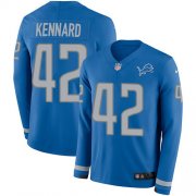 Wholesale Cheap Nike Lions #42 Devon Kennard Blue Team Color Men's Stitched NFL Limited Therma Long Sleeve Jersey