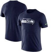 Wholesale Cheap Seattle Seahawks Nike Essential Logo Dri-FIT Cotton T-Shirt Navy