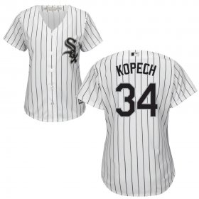 Wholesale Cheap White Sox #34 Michael Kopech White(Black Strip) Home Women\'s Flexbase Authentic Collection Stitched MLB Jersey