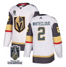 Wholesale Cheap Men\'s Vegas Golden Knights #2 Zach Whitecloud White 2023 Stanley Cup Champions Stitched Jersey