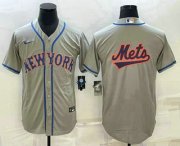 Cheap Men's New York Mets Big Logo Grey Cool Base Stitched Baseball Jersey