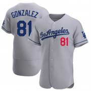 Wholesale Cheap Men's Los Angeles Dodgers #81 Victor Gonzalez Authentic Gray Away Official Nike Jersey