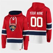 Wholesale Cheap Men's Florida Panthers Active Player Custom Red Ageless Must-Have Lace-Up Pullover Hoodie