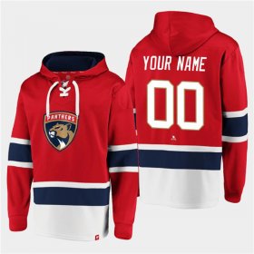 Wholesale Cheap Men\'s Florida Panthers Active Player Custom Red Ageless Must-Have Lace-Up Pullover Hoodie