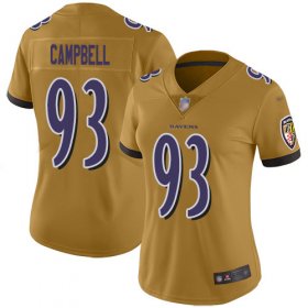 Wholesale Cheap Nike Ravens #93 Calais Campbell Gold Women\'s Stitched NFL Limited Inverted Legend Jersey