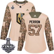 Wholesale Cheap Adidas Golden Knights #57 David Perron Camo Authentic 2017 Veterans Day 2018 Stanley Cup Final Women's Stitched NHL Jersey