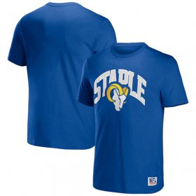 Wholesale Cheap Men\'s Los Angeles Rams x Staple Blue Logo Lockup T-Shirt