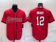 Wholesale Men's Tampa Bay Buccaneers #12 Tom Brady Red Stitched Cool Base Nike Baseball Jersey