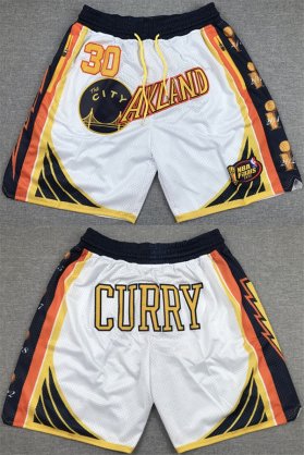 Wholesale Cheap Men\'s Golden State Warriors #30 Stephen Curry White Shorts(Run Small)