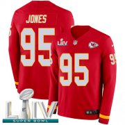 Wholesale Cheap Nike Chiefs #95 Chris Jones Red Super Bowl LIV 2020 Team Color Youth Stitched NFL Limited Therma Long Sleeve Jersey