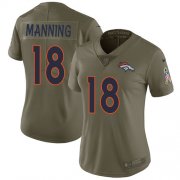Wholesale Cheap Nike Broncos #18 Peyton Manning Olive Women's Stitched NFL Limited 2017 Salute to Service Jersey