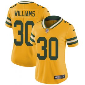 Wholesale Cheap Nike Packers #30 Jamaal Williams Yellow Women\'s Stitched NFL Limited Rush Jersey