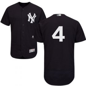Wholesale Cheap Yankees #4 Lou Gehrig Navy Blue Flexbase Authentic Collection Stitched MLB Jersey