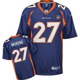 Wholesale Cheap Broncos #27 Knowshon Moreno Blue Team 50th Anniversary Patch Stitched NFL Jersey