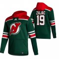 Wholesale Cheap New Jersey Devils #19 Travis Zajac Adidas Reverse Retro Pullover Hoodie Green