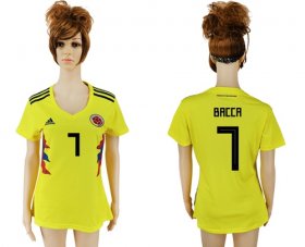 Wholesale Cheap Women\'s Colombia #7 Bacca Home Soccer Country Jersey