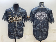 Wholesale Cheap Men's New Orleans Saints Blank Grey Navy Team Big Logo With Patch Cool Base Stitched Baseball Jersey