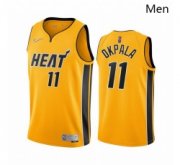 Wholesale Cheap Men Miami Heat 11 KZ Okpala Yellow NBA Swingman 2020 21 Earned Edition Jersey