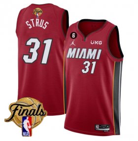 Wholesale Cheap Men\'s Miami Heat #31 Max Strus Red 2023 Finals Statement Edition With NO.6 Patch Stitched Basketball Jersey