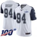 Wholesale Cheap Nike Cowboys #94 Randy Gregory White Men's Stitched With Established In 1960 Patch NFL Limited Rush 100th Season Jersey