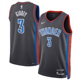 Wholesale Cheap Men\'s Oklahoma City Thunder #3 Josh Giddey Gray Icon Edition Stitched Basketball Jersey