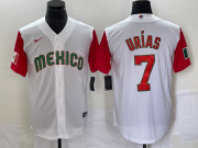 Wholesale Cheap Men's Mexico Baseball #7 Julio Urias Number 2023 White Red World Classic Stitched Jersey 22