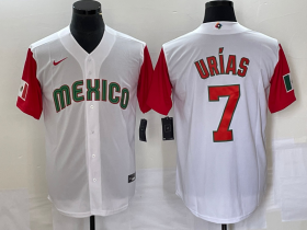 Wholesale Cheap Men\'s Mexico Baseball #7 Julio Urias Number 2023 White Red World Classic Stitched Jersey 22