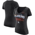 Wholesale Cheap Miami Marlins Nike Women's Practice 1.7 Tri-Blend V-Neck T-Shirt Heathered Black