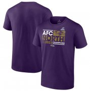 Cheap Men's Baltimore Ravens Purple 2023 AFC North Division Champions Conquer T-Shirt