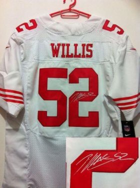 Wholesale Cheap Nike 49ers #52 Patrick Willis White Men\'s Stitched NFL Elite Autographed Jersey