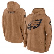 Wholesale Cheap Men's Philadelphia Eagles 2023 Brown Salute to Service Pullover Hoodie