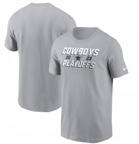 Cheap Men\'s Dallas Cowboys Gray 2023 Playoffs Iconic T-Shirt
