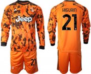 Wholesale Cheap Men 2020-2021 club Juventus away long sleeves 21 orange Soccer Jerseys