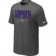 Wholesale Cheap Nike San Diego Chargers Just Do It Dark Grey T-Shirt