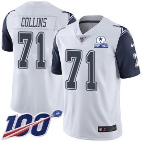 Wholesale Cheap Nike Cowboys #71 La\'el Collins White Men\'s Stitched With Established In 1960 Patch NFL Limited Rush 100th Season Jersey