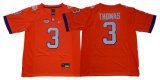 Wholesale Cheap Men's Clemson Tigers #3 Xavier Thomas Orange Stitched NCAA Nike 2019 New College Football Jersey