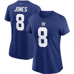 Wholesale Cheap New York Giants #8 Daniel Jones Nike Women\'s Team Player Name & Number T-Shirt Royal