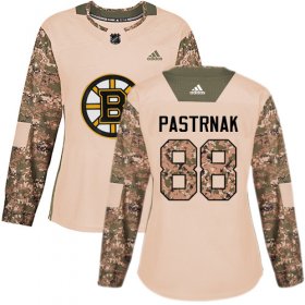 Wholesale Cheap Adidas Bruins #88 David Pastrnak Camo Authentic 2017 Veterans Day Women\'s Stitched NHL Jersey